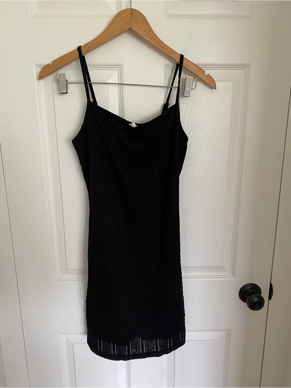 wild fable Black Lace Slip Dress with Thin Straps